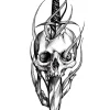 Skull Dagger Temporary Tattoo