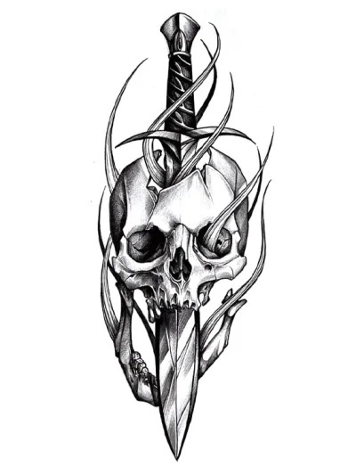 Skull Dagger Temporary Tattoo