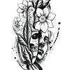 Floral Half Women Face Tattoo