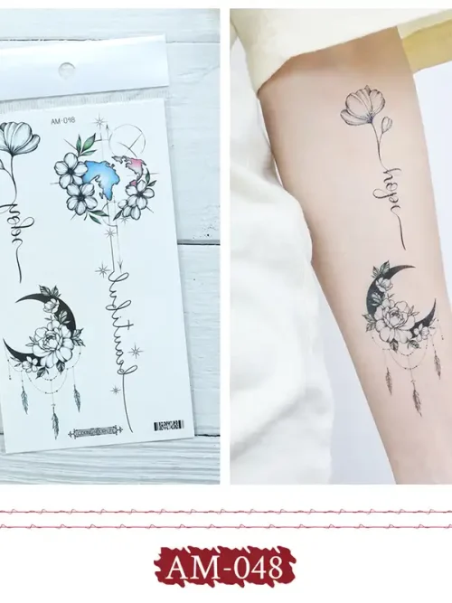 Moon Earth Flower Tattoo