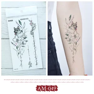 Letter Flower Dog Tattoo