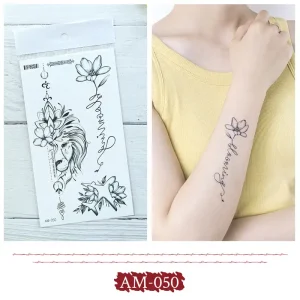 Half Lion Temporary Tattoo