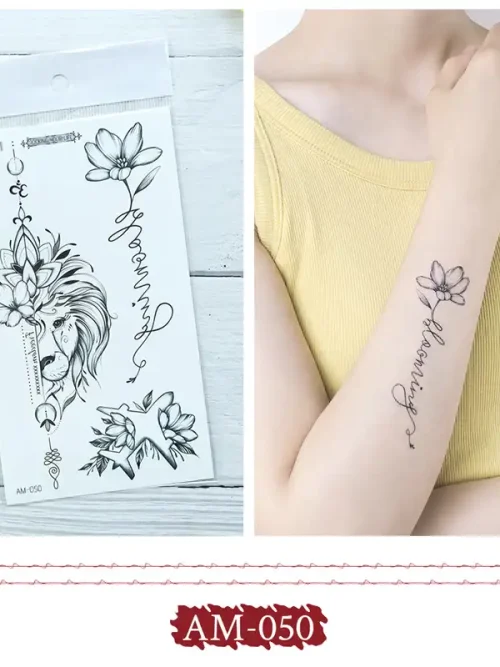 Half Lion Temporary Tattoo