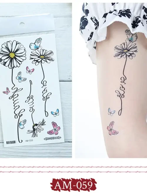 Love Flower Butterfly Tattoo