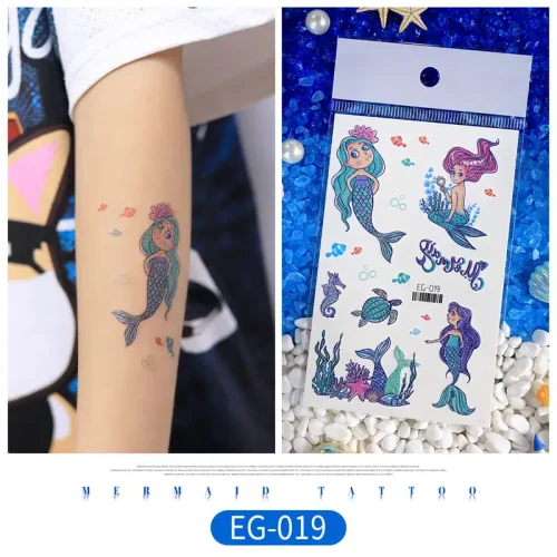 Seabed Cartoon Mermaid Tattoo