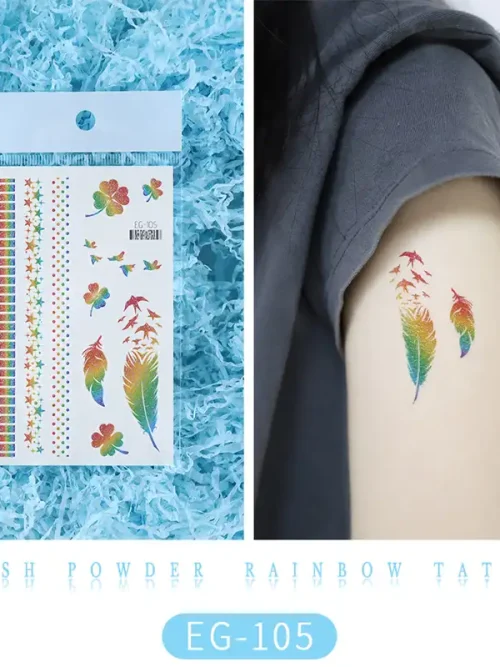 Feather Rainbow Tattoo