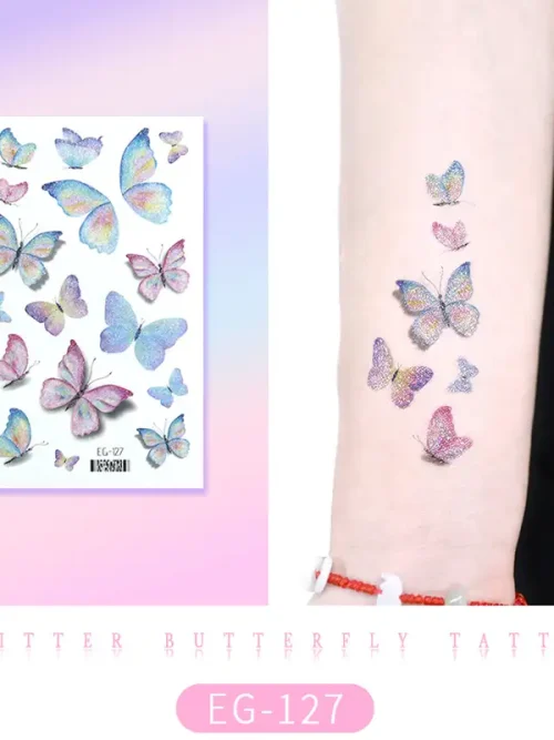 Light Colored Glitter Butterfly Tattoo
