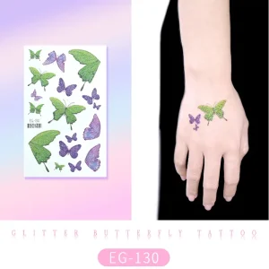 Green Purple Butterfly Tattoo