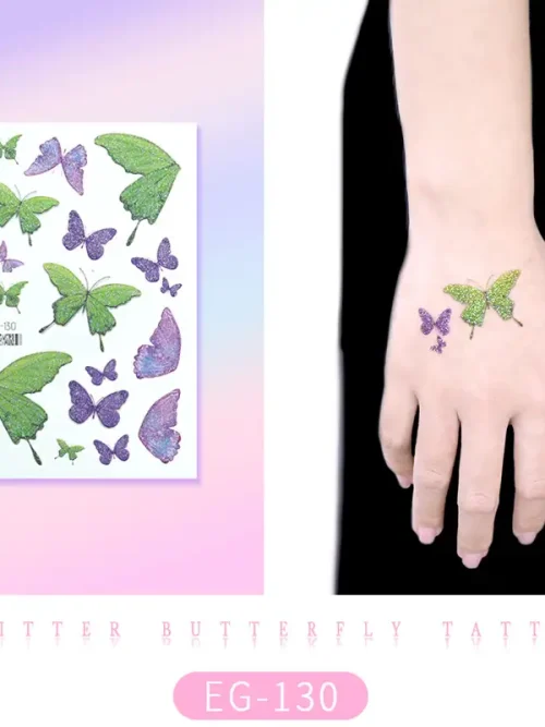 Green Purple Butterfly Tattoo