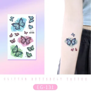 Watercolor Glitter Butterfly Tattoo