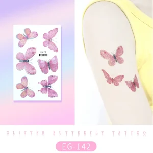 Sparkling Pink Butterfly Tattoo