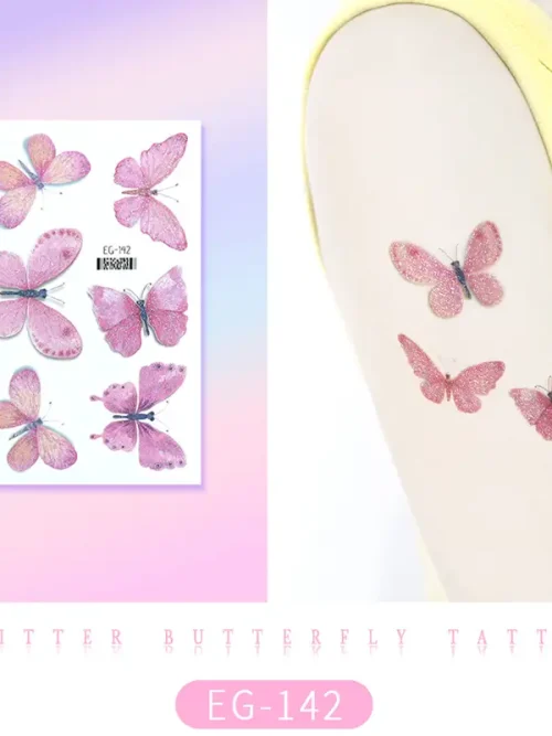 Sparkling Pink Butterfly Tattoo