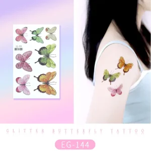 Sparkling Colorful Butterflies Tattoo