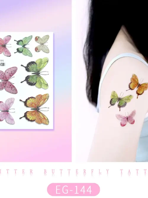 Sparkling Colorful Butterflies Tattoo