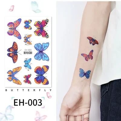 Yellow Blue Butterfly Tattoo