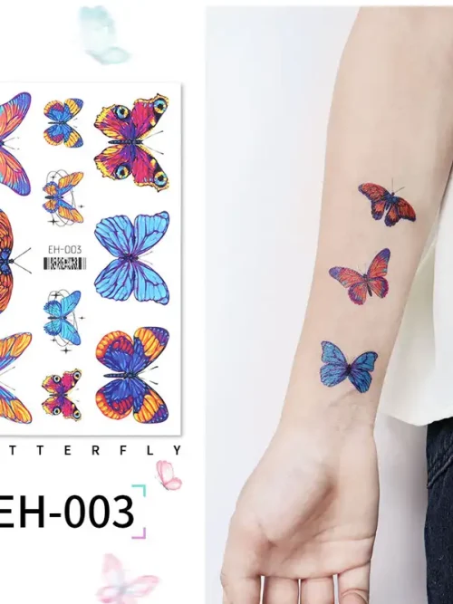 Yellow Blue Butterfly Tattoo