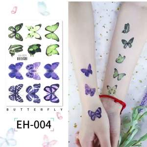 Green Purple Butterflies Tattoo