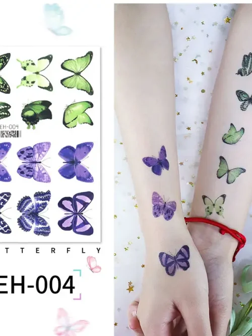 Green Purple Butterflies Tattoo