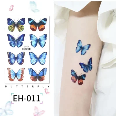 Blue Butterflies Temporary Tattoo
