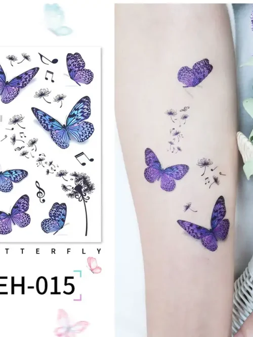 Purple Dandelion Butterfly Tattoo