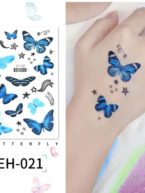 Blue Star Butterfly Tattoo