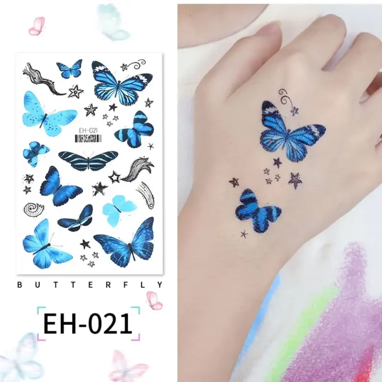 Blue Star Butterfly Tattoo