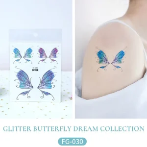 Glitter Blue Butterfly Tattoo