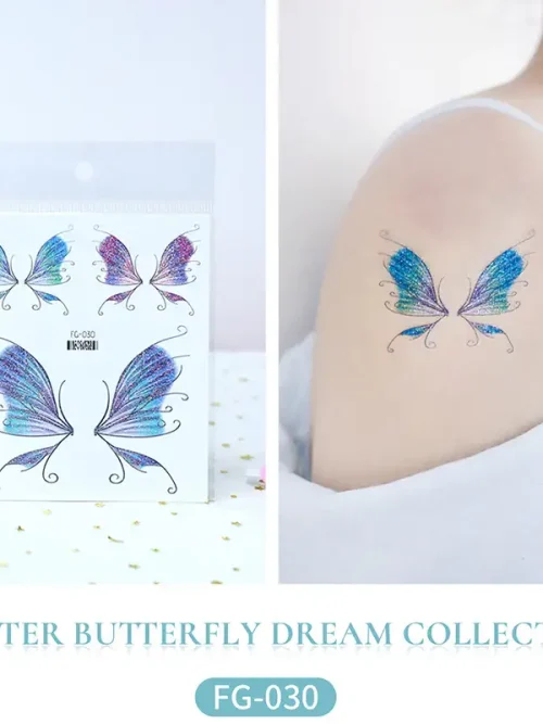 Glitter Blue Butterfly Tattoo