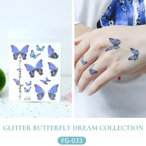 Glitter Purple Butterfly Tattoo