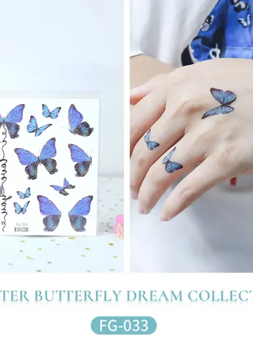 Glitter Purple Butterfly Tattoo