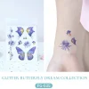 Glitter Flower Butterfly Temporary Tattoo