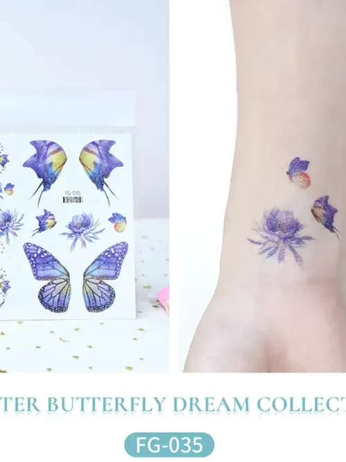 Glitter Flower Butterfly Temporary Tattoo