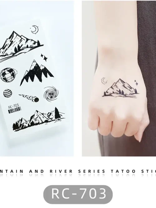 Mountain and Planet Tattoo