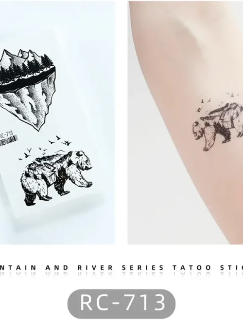 Mountain and Bear Tattoo