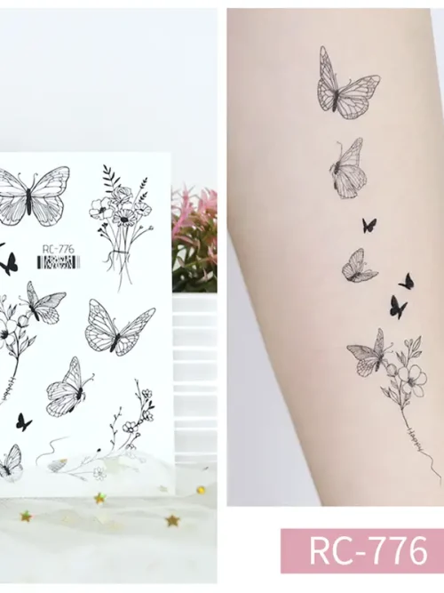 Butterfly Happy Flower Tattoo