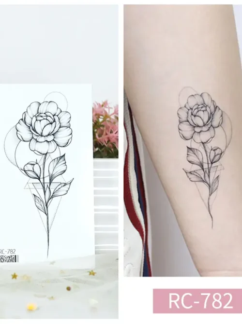 Circle Triangle Flower Tattoo