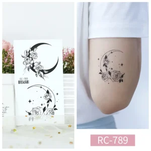 Floral Moon Tattoo