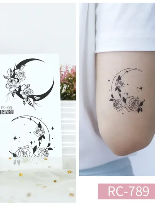 Floral Moon Tattoo