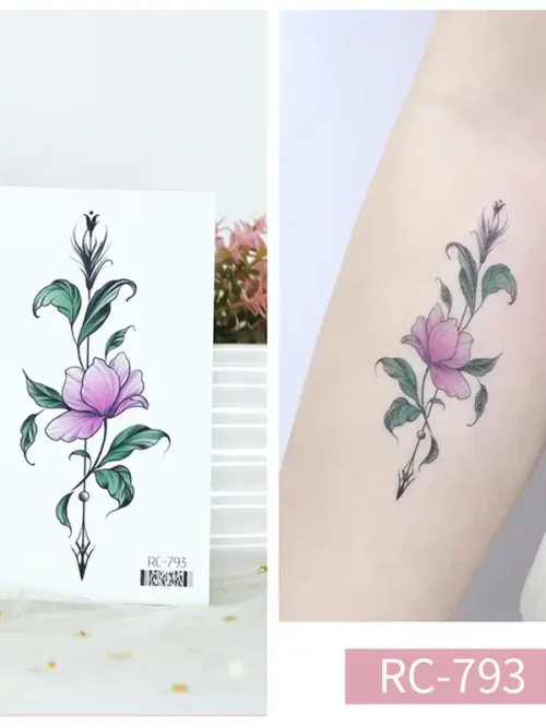Pink Floral Arrow Tattoo