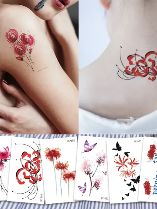 Red Spider Lily Temporary Tattoo