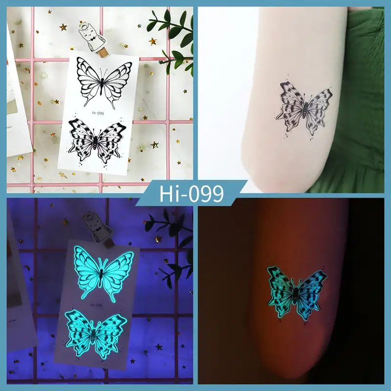 Noctilucent Black Butterfly Temporary Tattoo