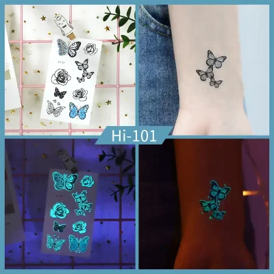 Noctilucent Rose Butterfly Tattoo