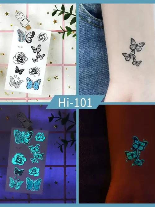 Noctilucent Rose Butterfly Tattoo
