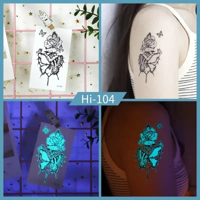 Noctilucent Butterfly On Rose Tattoo