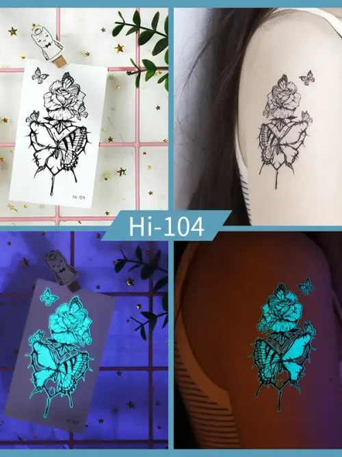 Noctilucent Butterfly On Rose Tattoo