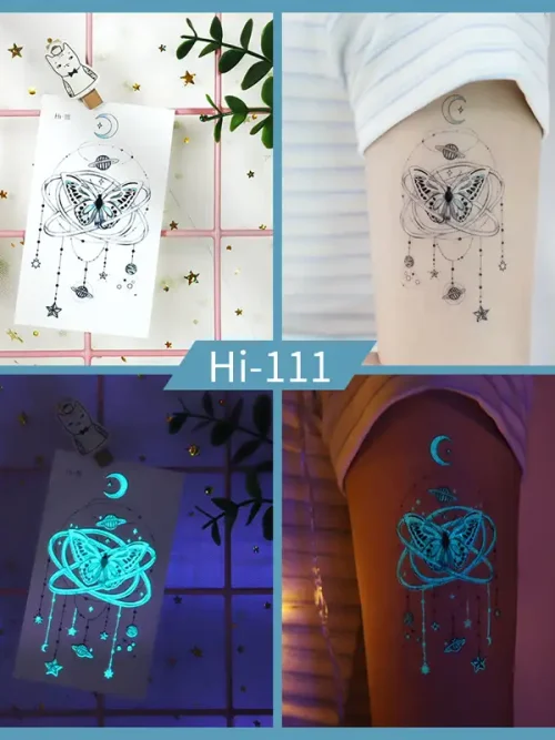 Noctilucent Butterfly Planet Pendant Tattoo