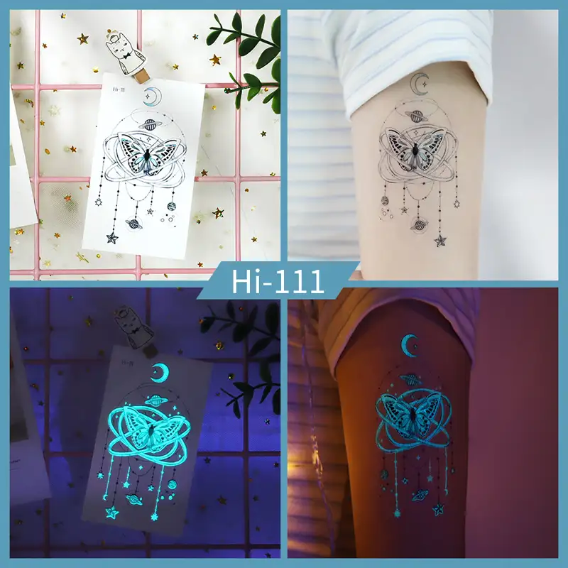 Noctilucent Butterfly Planet Pendant Tattoo