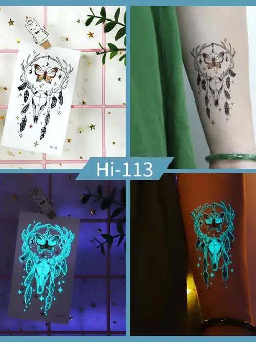 Noctilucent Deer Butterfly Tattoo