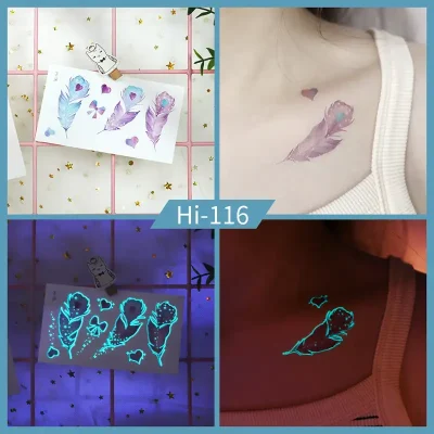 Noctilucent Feather Temporary Tattoo