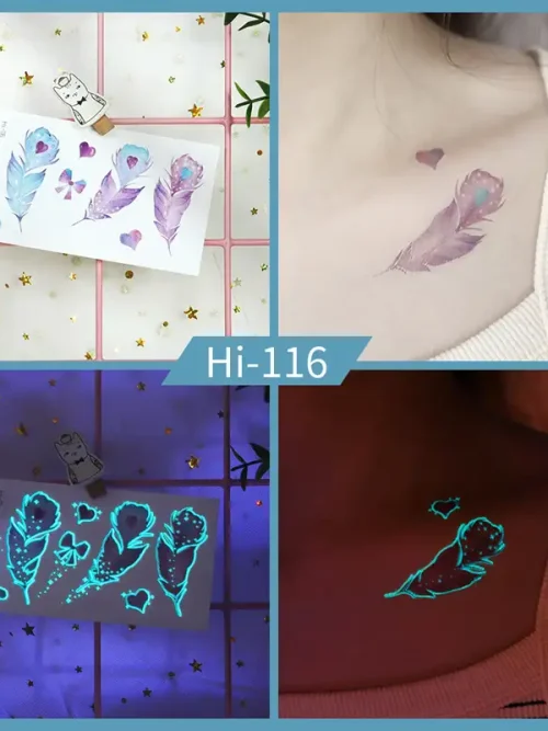 Noctilucent Feather Temporary Tattoo